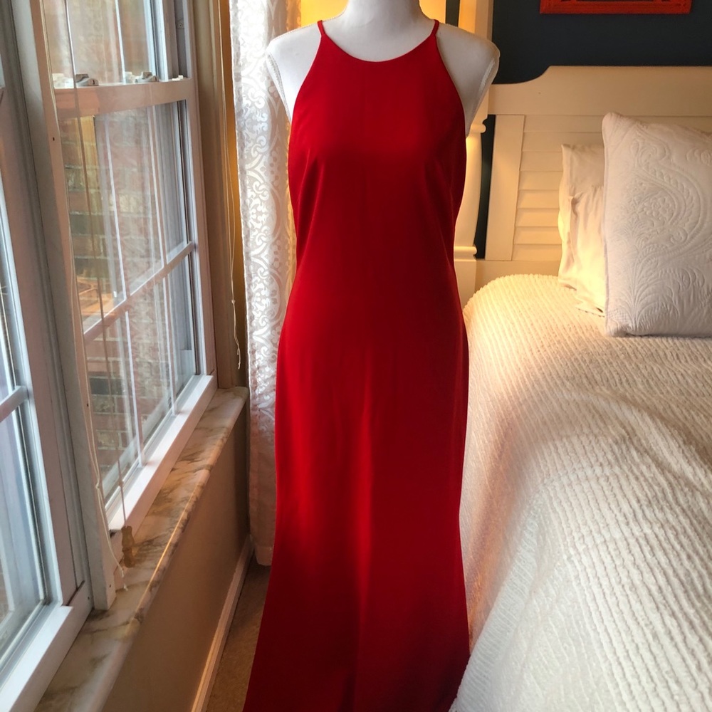 Badgley Mischka size 8 red formal full length gown